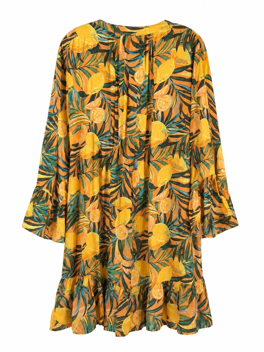 Blue Island 1X NWT Tropical Lemon Print Swim Cover-Up Tunic Dress Plus Boho Chic - Picture 7 of 13